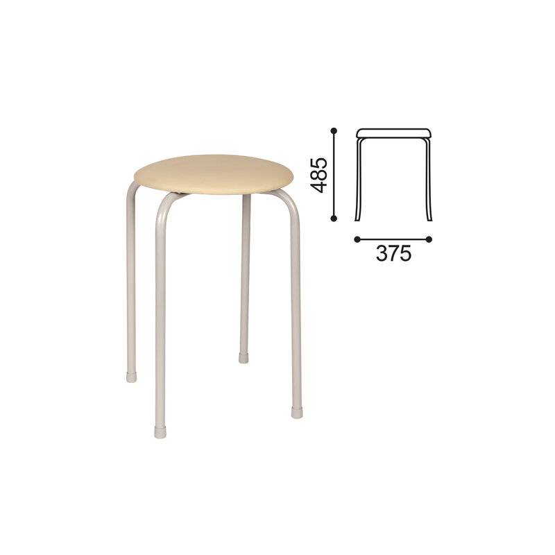 Табурет РС01-Т011В, серебристый каркас, кожзам бежевый, РС01-Т011В-506- главное фото